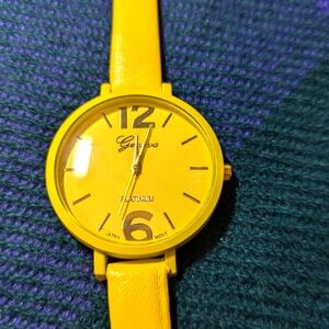 Geneva Platinum Large Yellow Watch